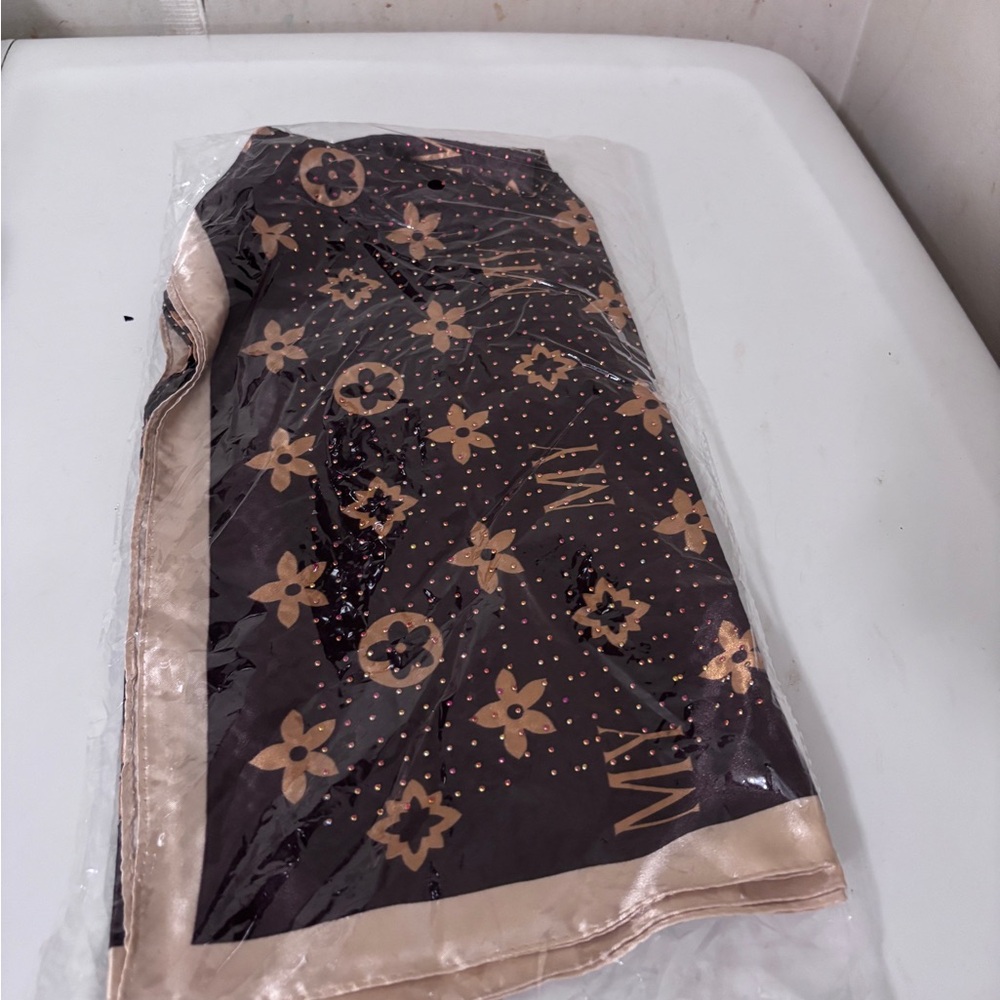 Brown and Gold Floral Scarf